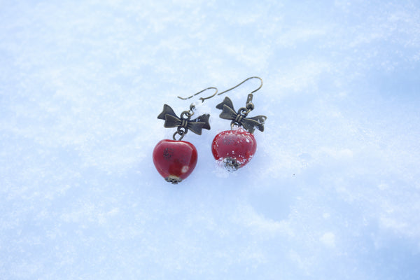 Red heart shaped earring