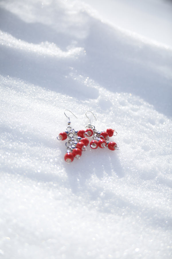 Handcrafted ceramic red beads earrings